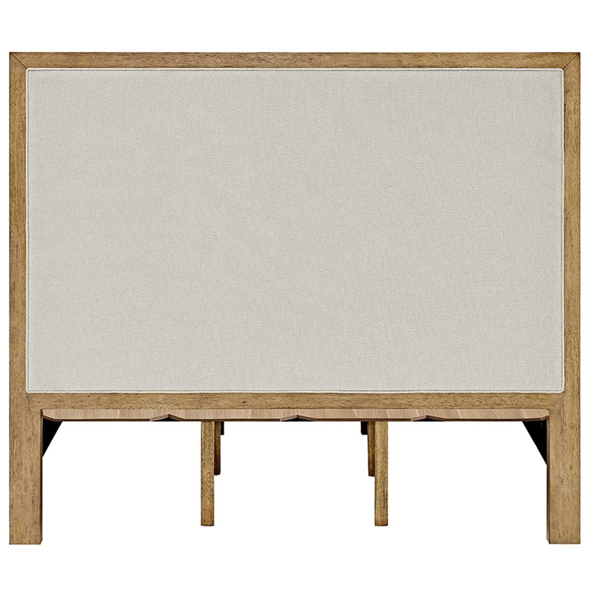 Henredon Upholstered Queen Bed with Solid Wood Trim and Platform Design