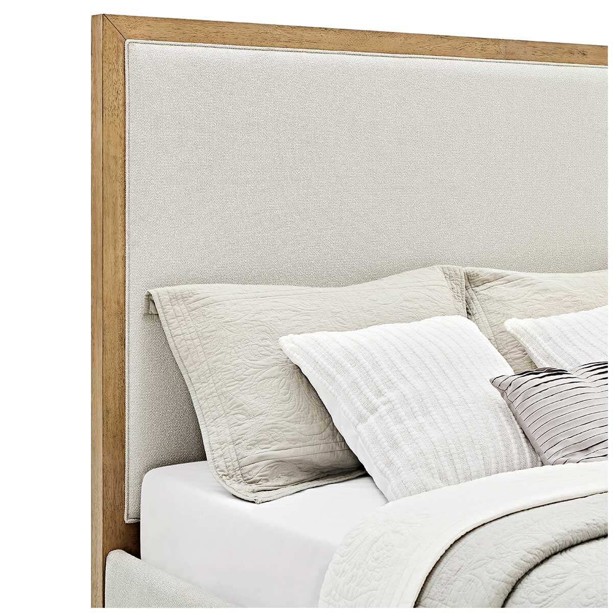 Henredon Upholstered Queen Bed with Solid Wood Trim and Platform Design