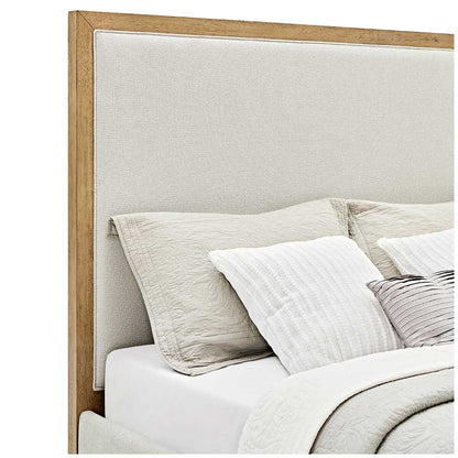 Henredon Upholstered Queen Bed with Solid Wood Trim and Platform Design