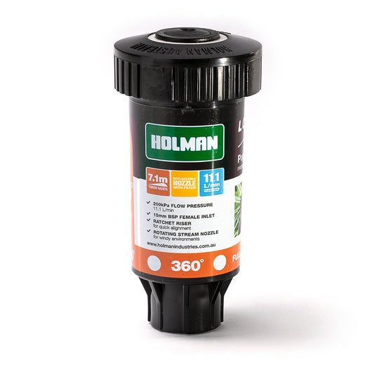 Holman 50mm Longstream Full Circle Rotating Pop Up Sprinkler - Black – view 2 - Auzzistore