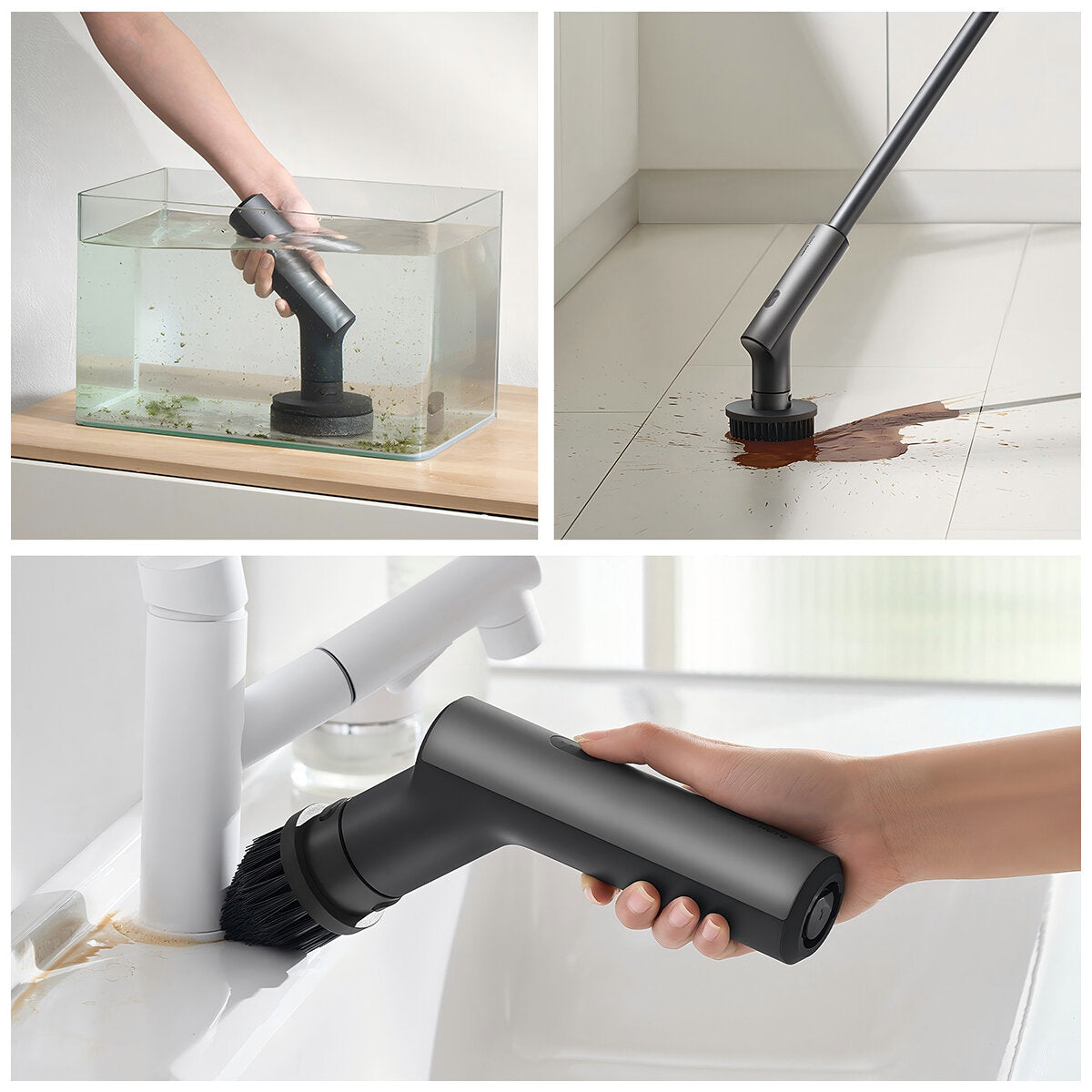 HOTO Cordless Spin Scrubber | Rechargeable | 300 RPM | 3 Replaceable Brush Heads