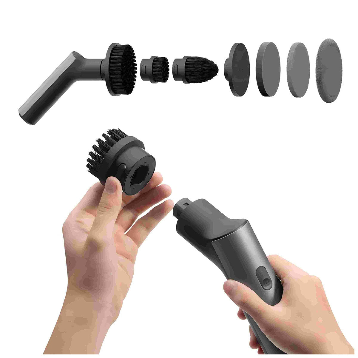 HOTO Cordless Spin Scrubber | Rechargeable | 300 RPM | 3 Replaceable Brush Heads