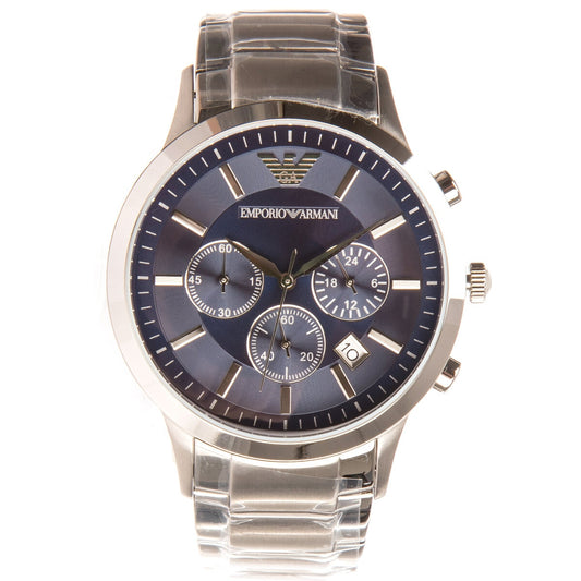 Emporio Armani Stainless Steel Men's Watch AR2448 Blue Dial Chronograph 500m Water Resistance - Auzzistore