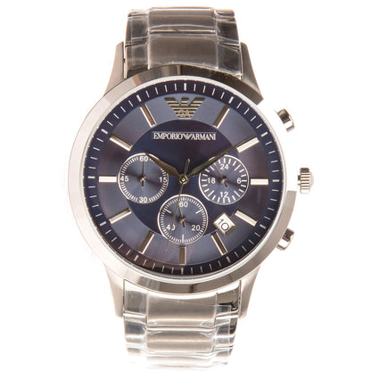Emporio Armani Stainless Steel Men's Watch AR2448 Blue Dial Chronograph 500m Water Resistance