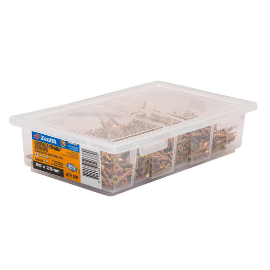 Zenith 8g x 28mm Gold Passivated Chipboard Screws - 500 Pack - Coarse Thread - Auzzistore