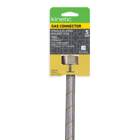 Kinetic 900mm Stainless Steel Flexible Braided Gas Connector - AGA Approved - Durable & Reliable – view 2