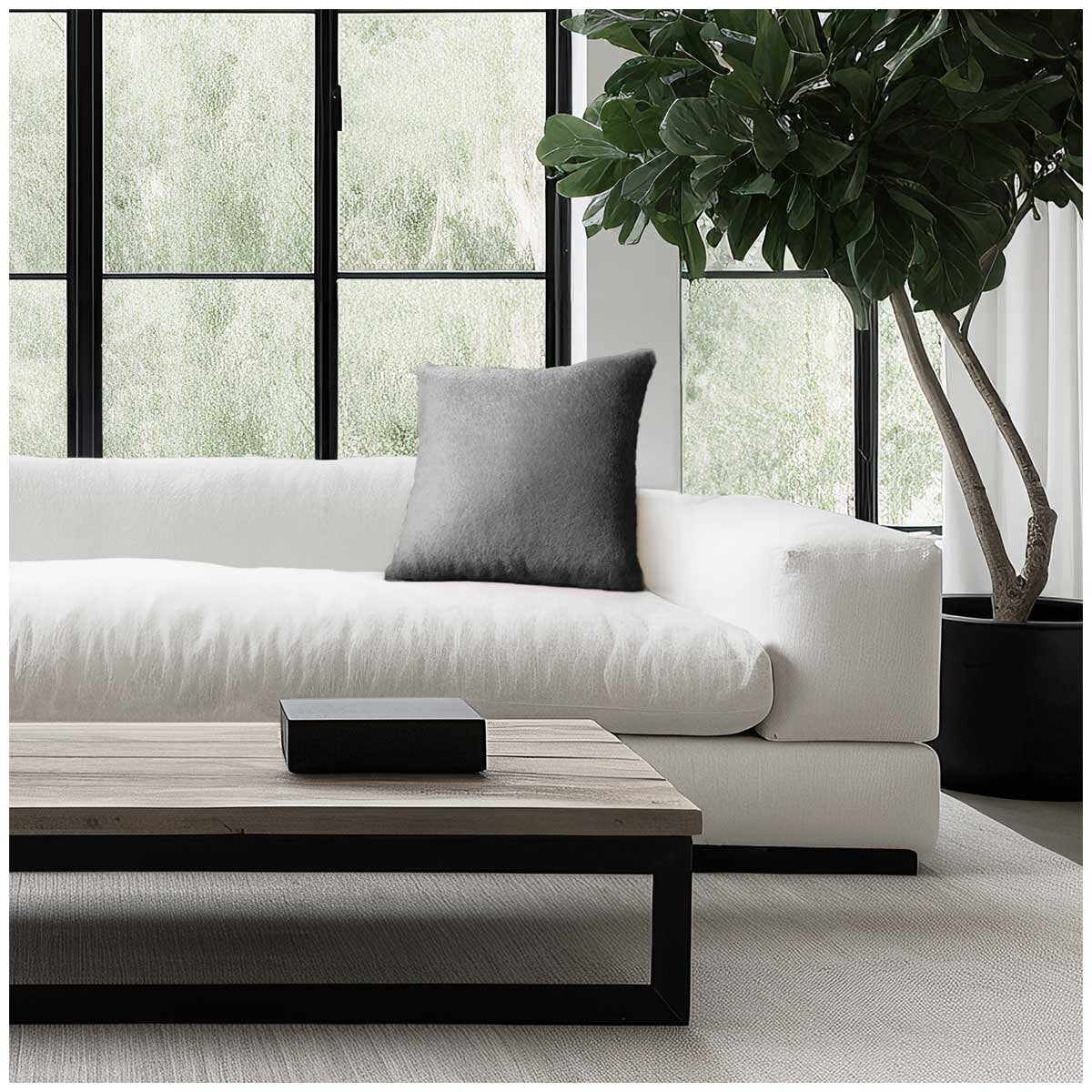 Mon Chateau Faux Fur Pillow Grey - OEKO-TEX Certified Silky Soft Faux Fur, No Fibre Shedding, Super Soft Hand Feel