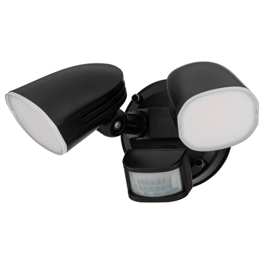 Arlec DIY Twinhead LED Security Sensor Floodlight - 160mm x 150mm - Black - Weather Resistant - Auzzistore