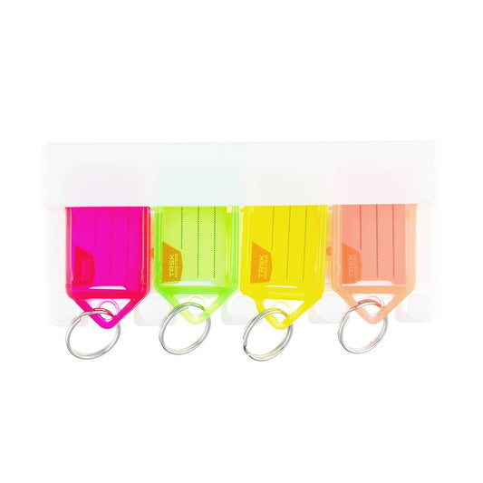 Taskmaster Fluoro Key Tag Organiser 4 Pack - 56mm x 29mm - Assorted Colours
