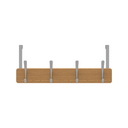 Mode 4 Over Door Hanger - Bamboo Board with 4 Chrome Hooks - 450mm x 70mm - Auzzistore