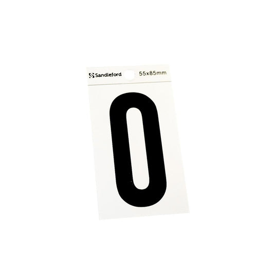 Sandleford Self Adhesive House Number 0 - 85mm - Silver Black