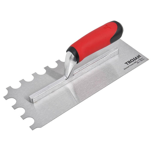 Trojan Half Rounded Notched Plaster Trowel 280mm x 115mm - Durable Steel Blade - Auzzistore