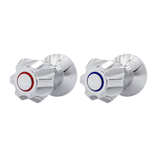 Shaw Mason Chrome Six Point Style Wall Top Assembly Pair - 160mm x 120mm x 70mm - Easy Installation - Temperature Indicators - Auzzistore