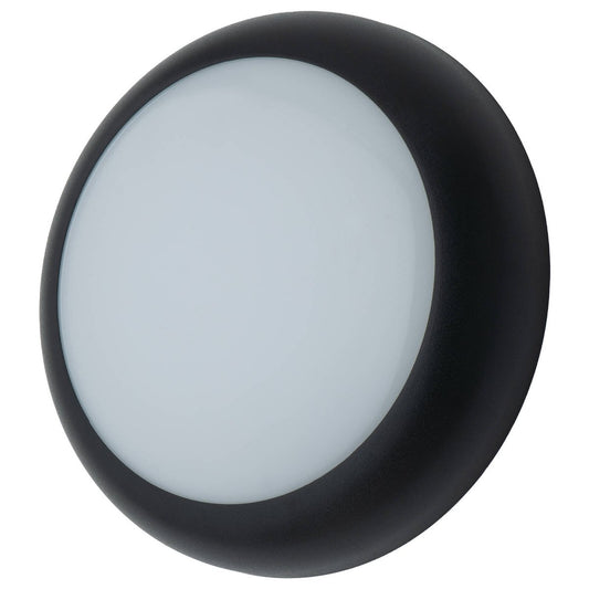 Arlec 14W Black CCT LED Dorset Round Bunker Light - 225mm - Weather Resistant