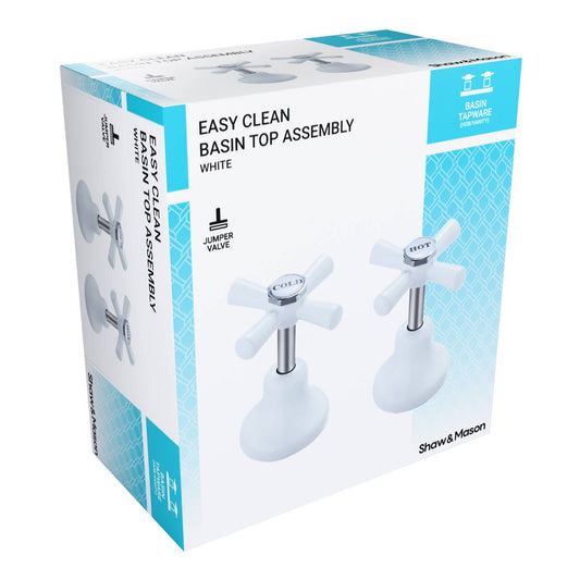 Shaw Mason White Easy Clean Basin Top Assembly Pair - 67mm x 105mm - Easy Installation – view 2 - Auzzistore