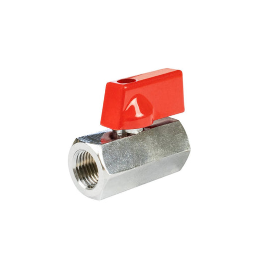 Jflex Ball Valve Mini 1/4" BSP Female - Nickel-Plated Brass - Compact Design - High Pressure 200 psi - Auzzistore