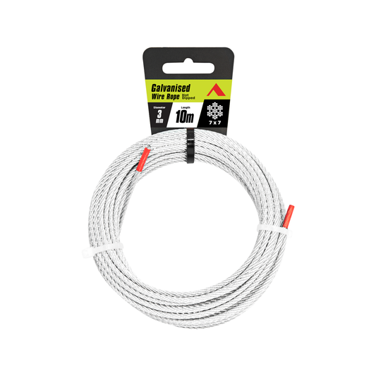 Pinnacle Galvanised Wire Rope 3mm x 10m 125kg Load Limit Durable - Auzzistore