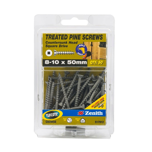 Zenith Countersunk Head Screws 8 10 x 50mm Tufcote 50 Pack - Auzzistore