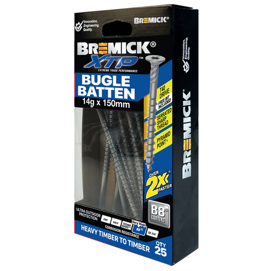 Bremick XTP Bugle Batten 14g x 150mm T40 B8 - 25 Pack - Fast Installation - Auzzistore