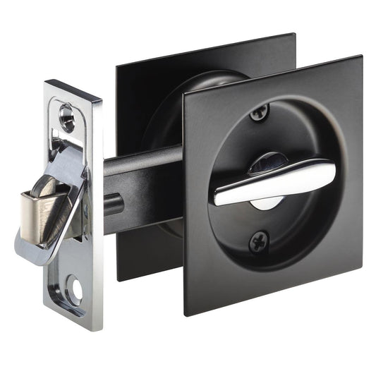 Gainsborough Privacy Cavity Sliding Door Set - 65mm - Matt Black - Lockable - Auzzistore