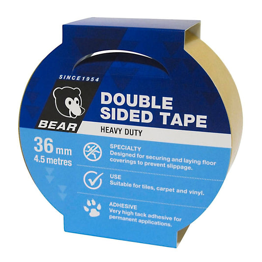 Bear Double Sided Tape - 36mm x 4.5m - Polypropylene - High Tack - Auzzistore