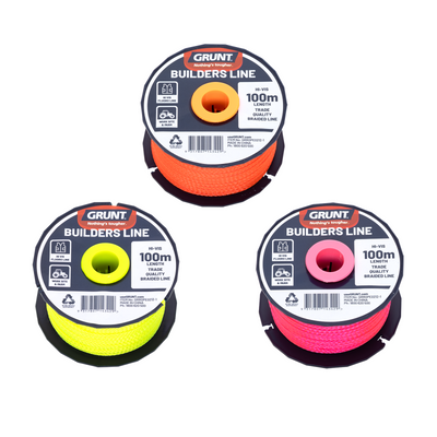 Grunt 100m Fluorescent Builders Line - Nylon - High Visibility - Trade Quality