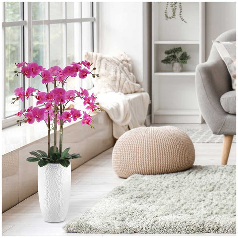 CG Hunter 1.2M Pink Artificial Phalaenopsis Orchid Arrangement - Modern Planter, Indoor Use - Auzzistore