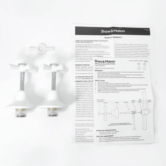 Shaw Mason White Easy Clean Top Assembly - Pair - 130mm x 140mm x 70mm - Brass Construction – view 2 - Auzzistore