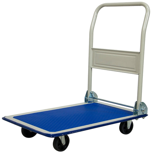Folding Platform Trolley 150kg with Durable Steel Platform, Non-Slip PVC Covering, TPR Wheels - Ideal for Office, Warehouse, and Garage - Auzzistore