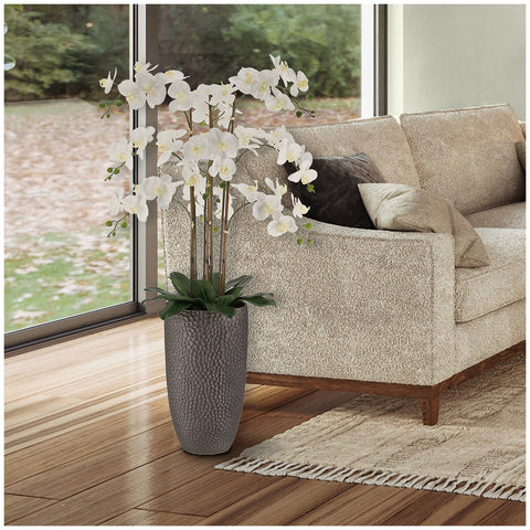 CGH 1.2M White Artificial Phalaenopsis Orchid Arrangement in Modern Planter - Auzzistore