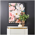 Cafe Lighting and Living Magnolia Hand Painted Canvas Painting Black Frame