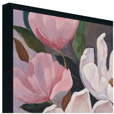 Cafe Lighting and Living Magnolia Hand Painted Canvas Painting Black Frame
