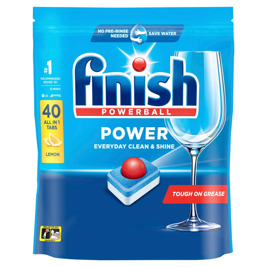 Finish Power Lemon Dishwashing Tablets 40 Pack - Tough on Grease - 0.75kg