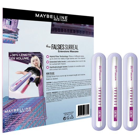 Maybelline Falsies Surreal Extensions Mascara +36% Length 10x Volume Hybrid Fiber Technology Helix Brush 24H Wear – view 2 - Auzzistore