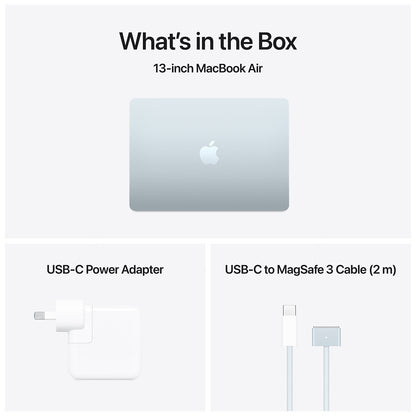 Apple MacBook Air 13 Inch M4 Chip 10 Core CPU 10 Core GPU 16GB 512GB SSD Sky Blue Liquid Retina Display 18H Battery Life Thunderbolt 4 Ports MagSafe Charging Port Headphone Jack Wi-Fi 6E Bluetooth 5.3