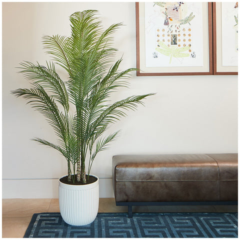 CGH Artificial Palm Tree In Ribbed Pot 2M | Lifelike, High-Quality, Hassle-Free Maintenance | Artisan Style Planter - Auzzistore
