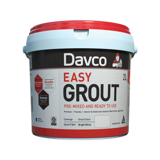 Davco Easy Grout 2L Bright White Grout Flexible Stain Resistant