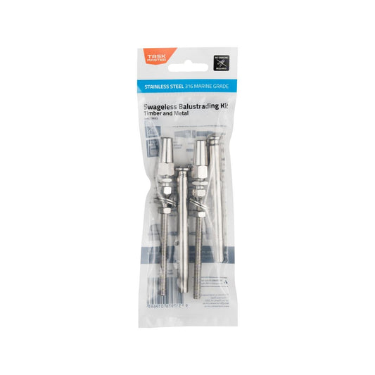 Taskmaster 316 Stainless Steel Swageless Timber and Metal Balustrading Kit - 74mm x 210mm - Rust Resistant - Auzzistore