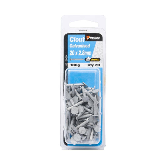 Paslode Galvanised Clout Nails 20mm 2.8mm 70 Pack Corrosion Resistant - Auzzistore