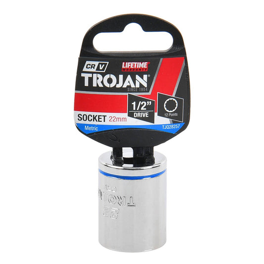 Trojan 22mm Socket 1/2 Drive - Polished Chrome Vanadium - 12 Point Design - Lifetime Warranty – view 2 - Auzzistore