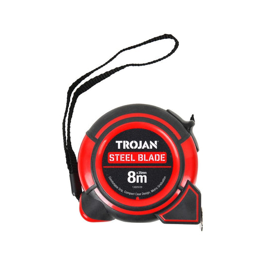 Trojan 8m Tape Measure - Durable Nylon Blade - Double-Sided Graduation - Auzzistore