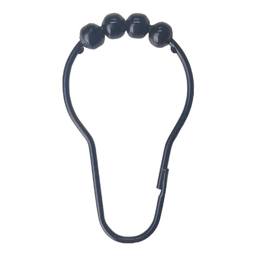 Barelli Black Metal Shower Curtain Rings 12 Pack - Durable - Stylish - Easy Use