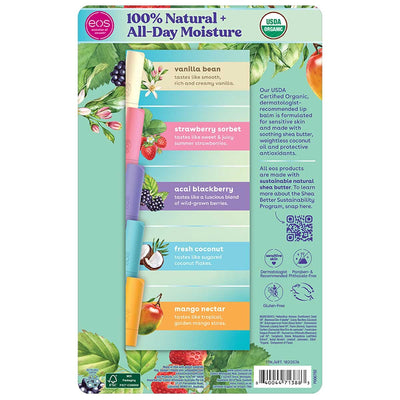 eos Organic Lip Balm 9 Pack - USDA Certified Organic, Sensitive Skin Formula with Shea Butter, Coconut Oil - 100% Natural