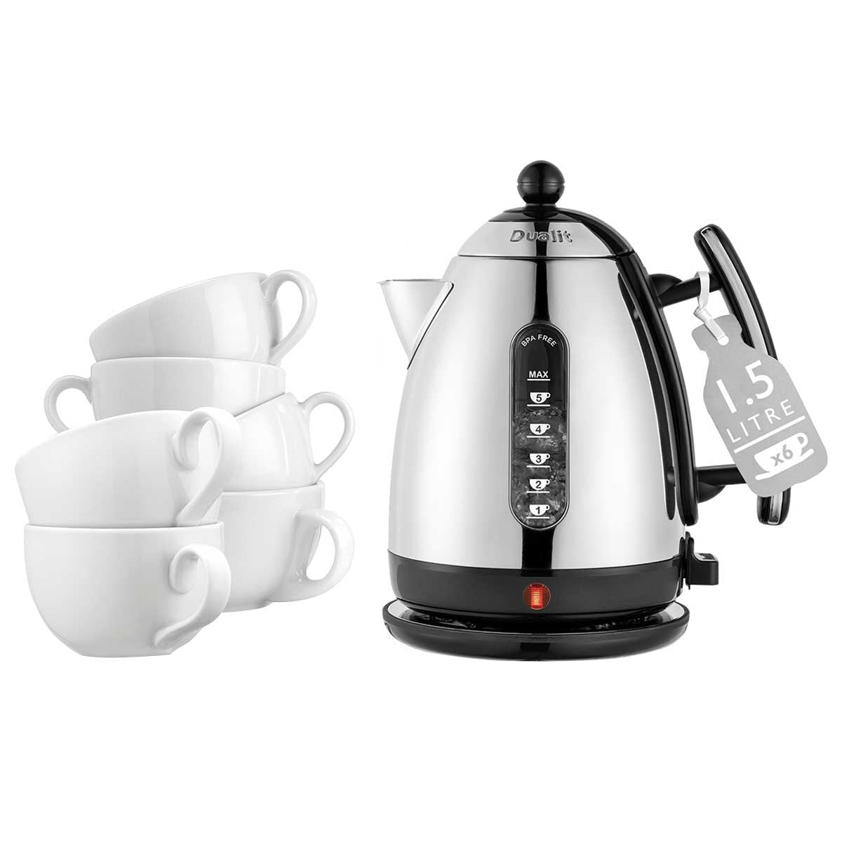 Dualit Lite Jug Kettle DU72040 Black 1.5L Rapid Boil BPA-Free Windows & Spout