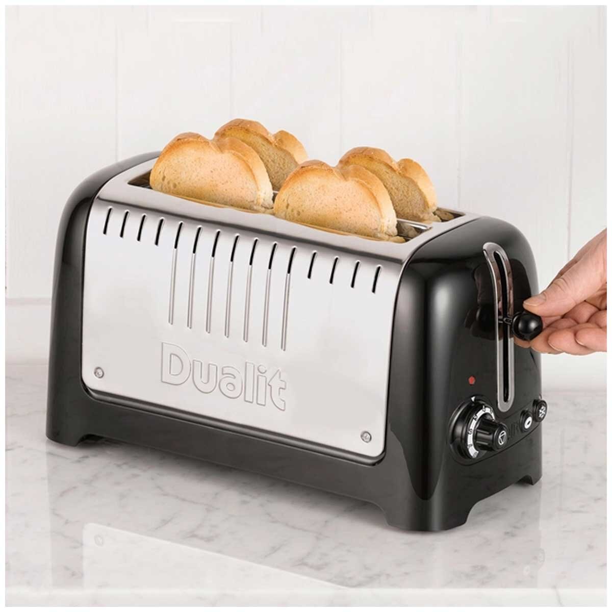 Dualit Long Slot Lite Toaster DU46030 Black | Extra Long 260mm Slots