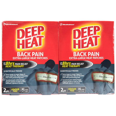 Deep Heat Back Pain Heat Patches 4 x 2 Pack Odourless Extra Large