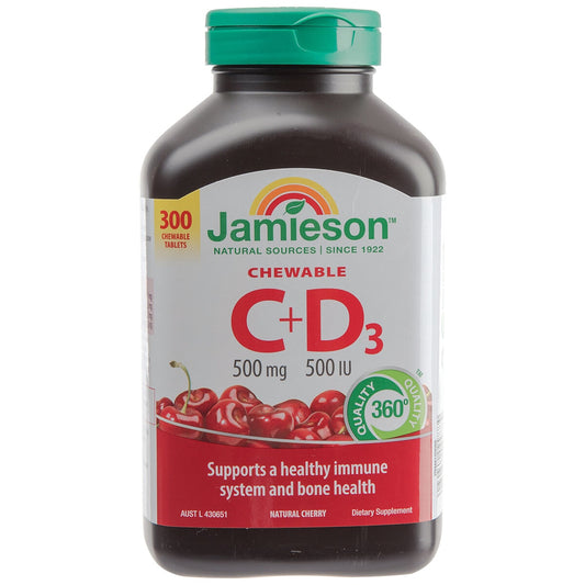 Jamieson Chewable Vitamin C + D3 300 Tablets - Auzzistore