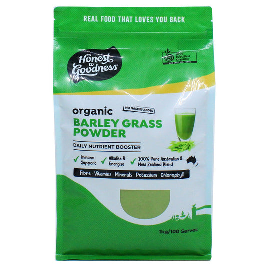 Honest To Goodness Organic Barley Grass 1kg - Certified, Antioxidants, Fibre, Alkaliser, Non GMO - Auzzistore