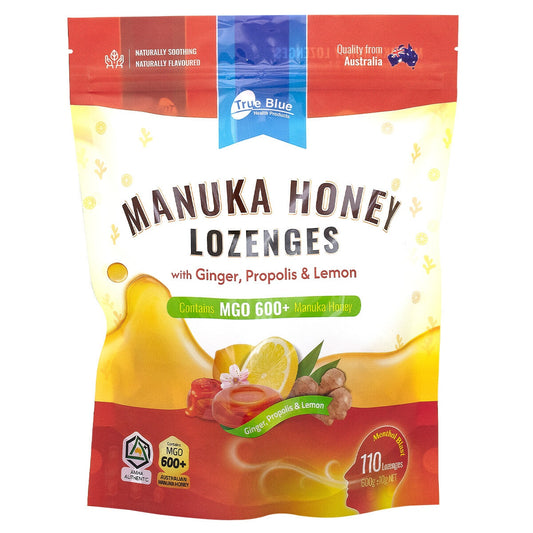 True Blue Manuka Honey Lozenges With Ginger, Propolis And Lemon 600g - Auzzistore
