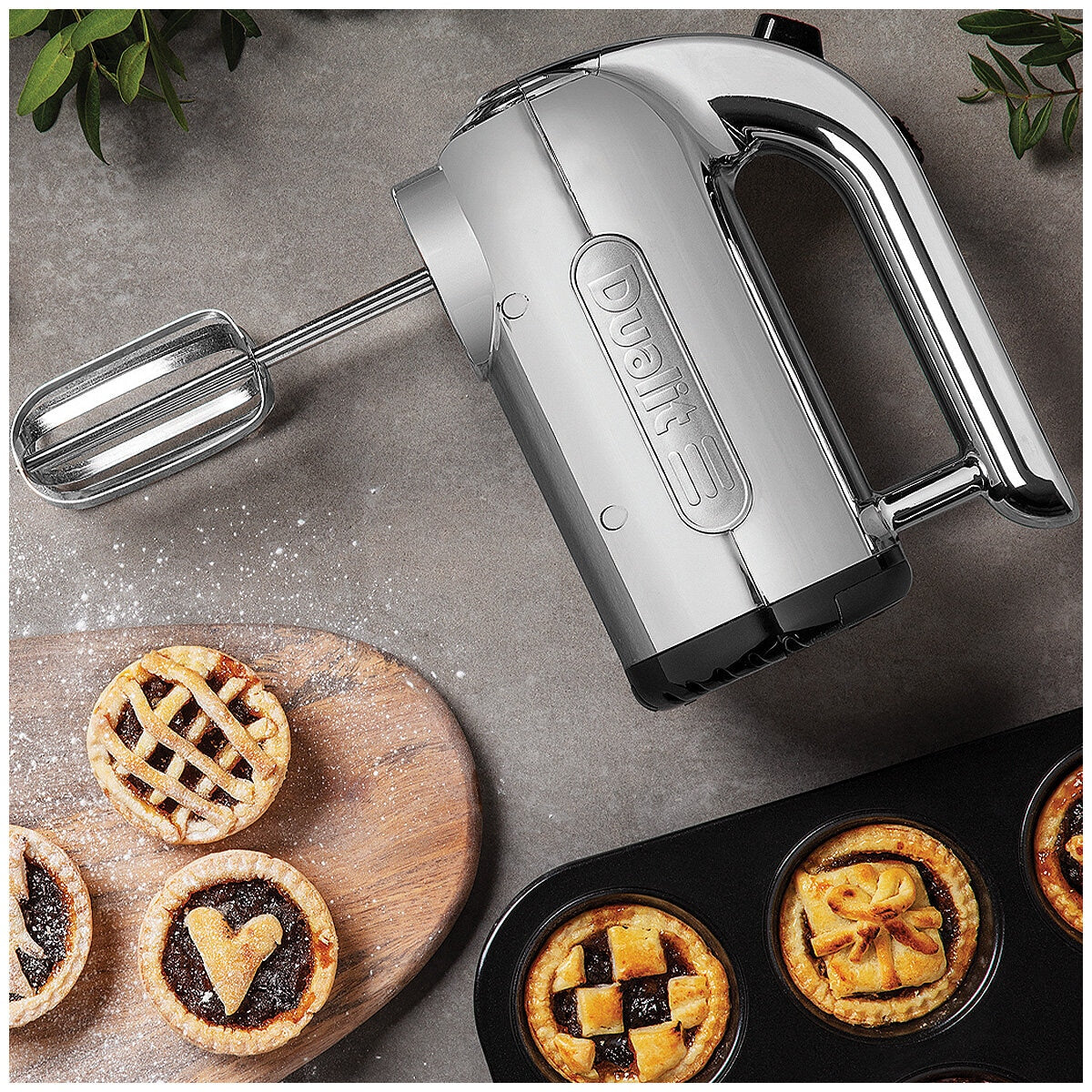 Dualit Hand Mixer 400W DU89360 Powerful 4-Speed Kitchen Tool with Flat Beaters, Dough Hooks, and Balloon Whisk